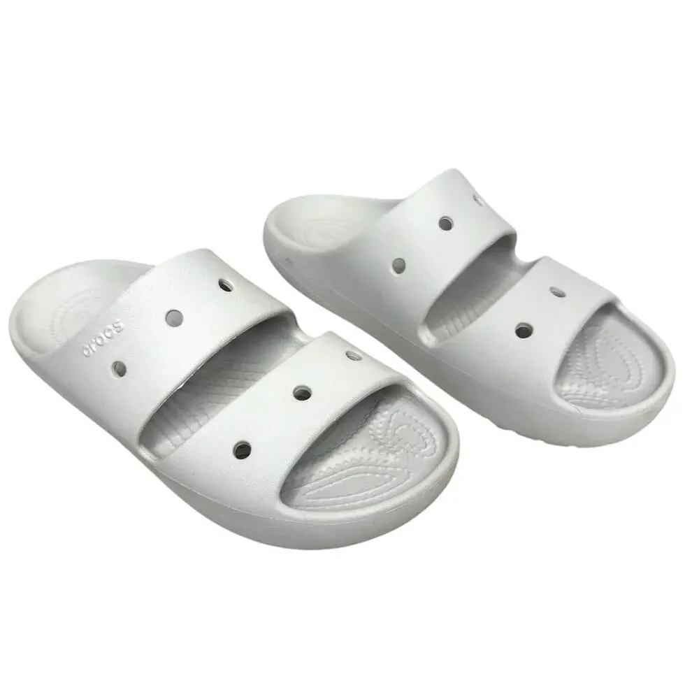 Crocs Sandal Double Strap Slides Slip On Foam Comfort Pale Light Gray 7